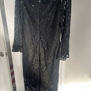JJs House Elegant Black Lace Long Sleeve Dress